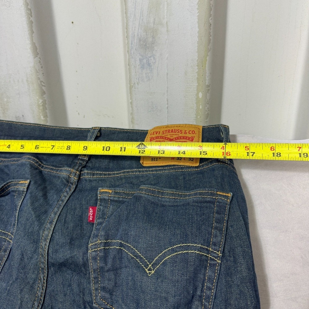 Levi's 511 Mens Straight Leg Jeans Blue‎ Denim Dark Wash 5-Pocket W32 L32 - Picture 14 of 16